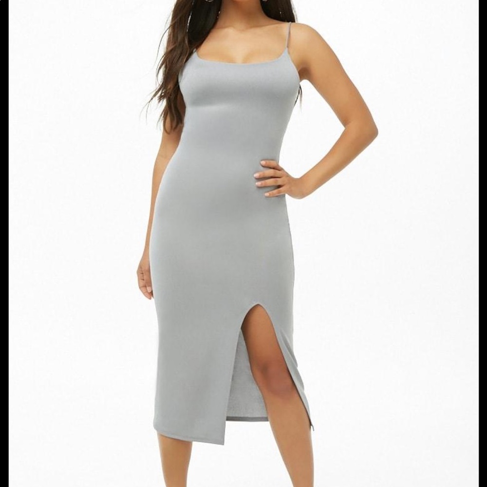 Forever 21 Silver Bodycon Cami Midi Dress